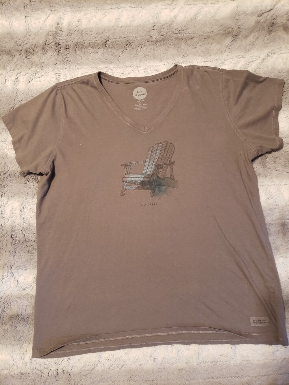 Life Is Good Vintage Grey Crew Beach Chair "Simplify" Graphic Tshirt - Picture 4 of 8